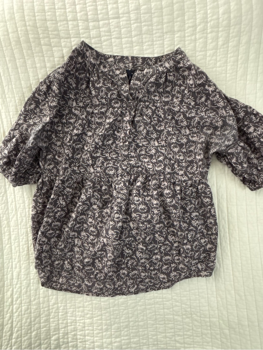 GAP Floral Puff-Sleeve Tunic - Mauve and Cream women’s small casual or dress